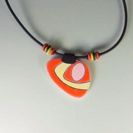 S227 red pink and yellow asymetric pendant