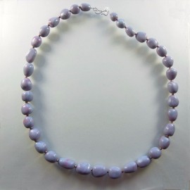 S286 long faux pebble and copper bead necklace