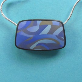 S304 blue and gold rectangular pendant