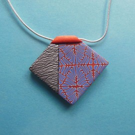 S309 red blue and silver geometric design pendant S309 red blue and silver geometric design pendant