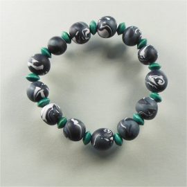 P256 grey black and turquoise stretchy bracelet