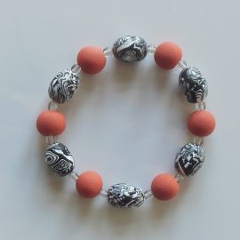 P327 black white and red stretch bracelet