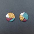 S389 blue gold and red stud earrings