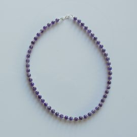 S392 amethyst and sterling silver bead necklace