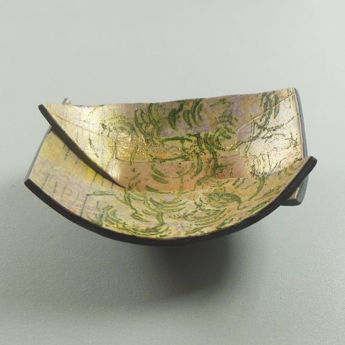 P335 green and gold tiny trinket bowl
