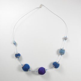 S414 felt and polymer clay bead necklace