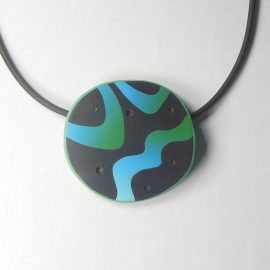 S419 green blue and black large pendant