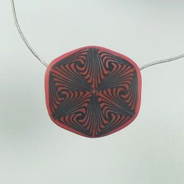 S421 black and red whirly pendant