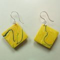 S251 yellow ochre and navy blue squiggle earrings