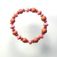 P345 pink and gold bead stretchy bracelet