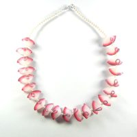 S463 pink translucent folded bead necklace