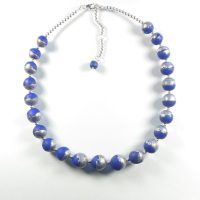 S468 dark blue and silver bead necklace