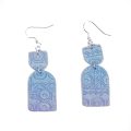 S429 sparkly blue and purple textured 2 part earrings