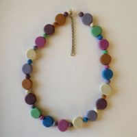 S479 textured matte disc bead necklace