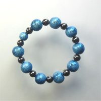 P434 Blue and black stretchy bead bracelet £6