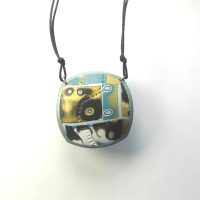 S497 Blue black and gold rounded square pendant £21