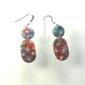 S499 Blue and orange earrings with white flowers £13