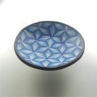P465 Small round trinket bowl in black white and blue £9.00