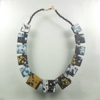 P470 Necklace with squares in black gold and blue £20.00