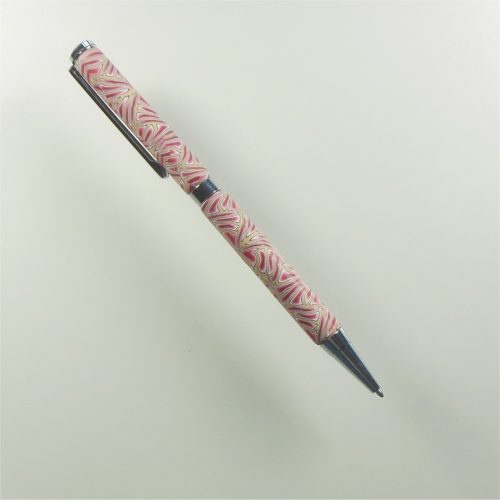 P472 Retractable pen with design in red white and ecru £7.00
