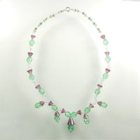 S517 Green purple and clear glass necklace £15.00