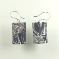 S518 Black white and ecru random pattern rectangular earrings £15.00