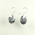 S519 Black white and dull green swirl oval earrings £15.00