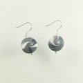 S521 Black white and dull green small swirl round earrings £15.00