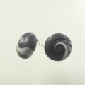 S522 Black white and dull green small swirl round stud earrings 1 £15.00